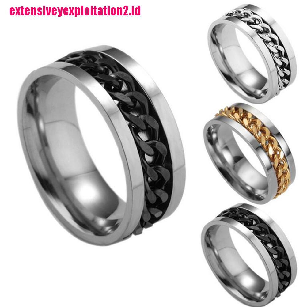 &lt; E2id &amp; &gt; Cincin Spinner Rantai Baja Dapat Diputar Untuk Pria