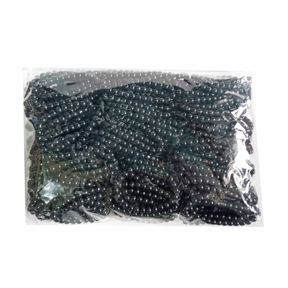 1 Gross (144 Pcs) Gelang Tangan Batu Bulat Hitam Ukuran Medium