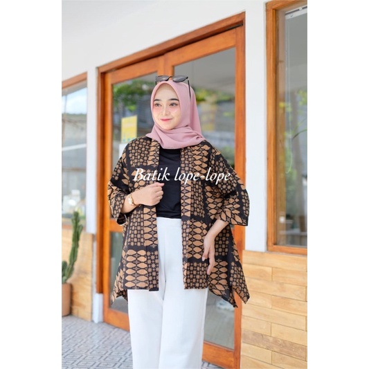 Blezer Murahh Batik Lawasan Coklat Sogan Outer Wanita Modern-Sekat jagad