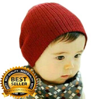 Beanie hat kupluk salur warna warni Polos anak bayi katenzo store