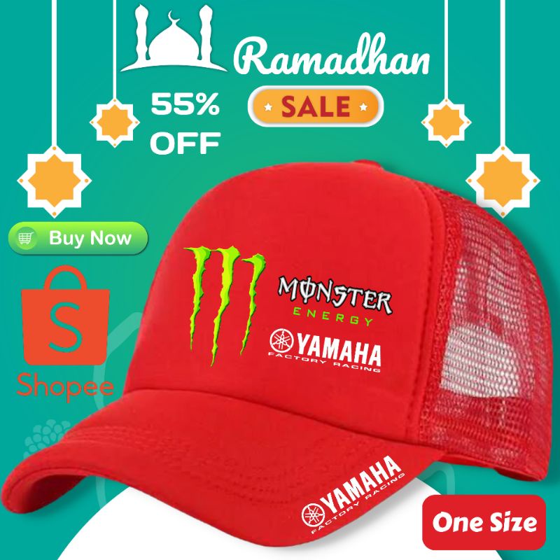 SALMAN ONLINE SHOP / MONSTER YMH RACING TEAM MOTOGP / SNAPBACK CAPS TRUCKER HAT TOPI JARING DEWASA P
