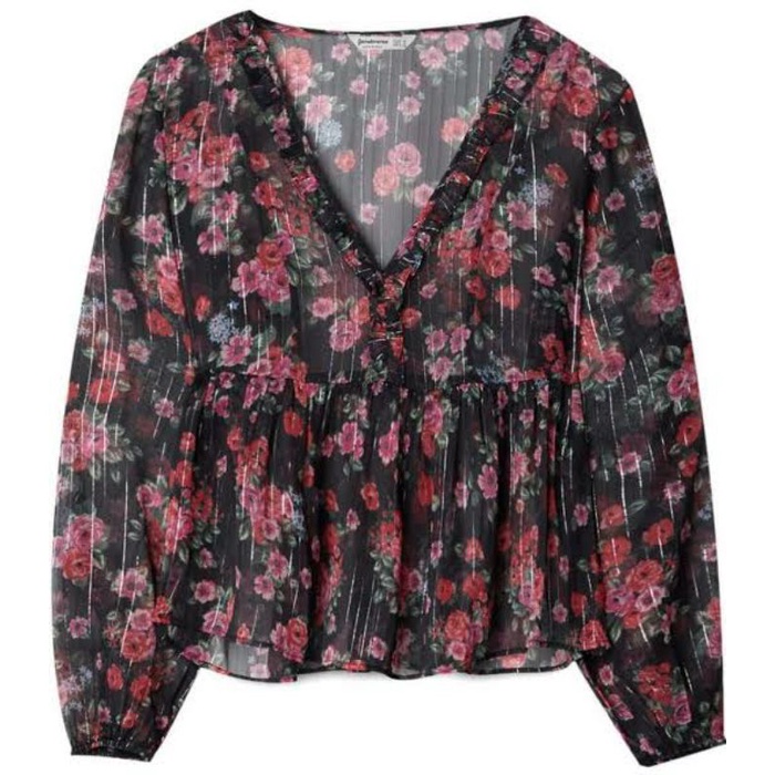Preloved Stradivarius Floral Blouse, Stradivarius Flowers top, Stradivarius Preloved