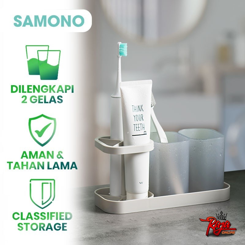 SS001-Tempat Sikat dan Pasta Gigi SAMONO Shelf Toothbrush Stand Holder