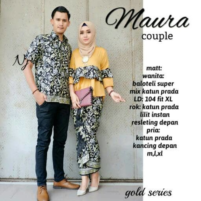 Sarimbit Couple Batik modern Maura  - Warna Ungu, Pink, Kuning, Biru, Tosca - M L XL