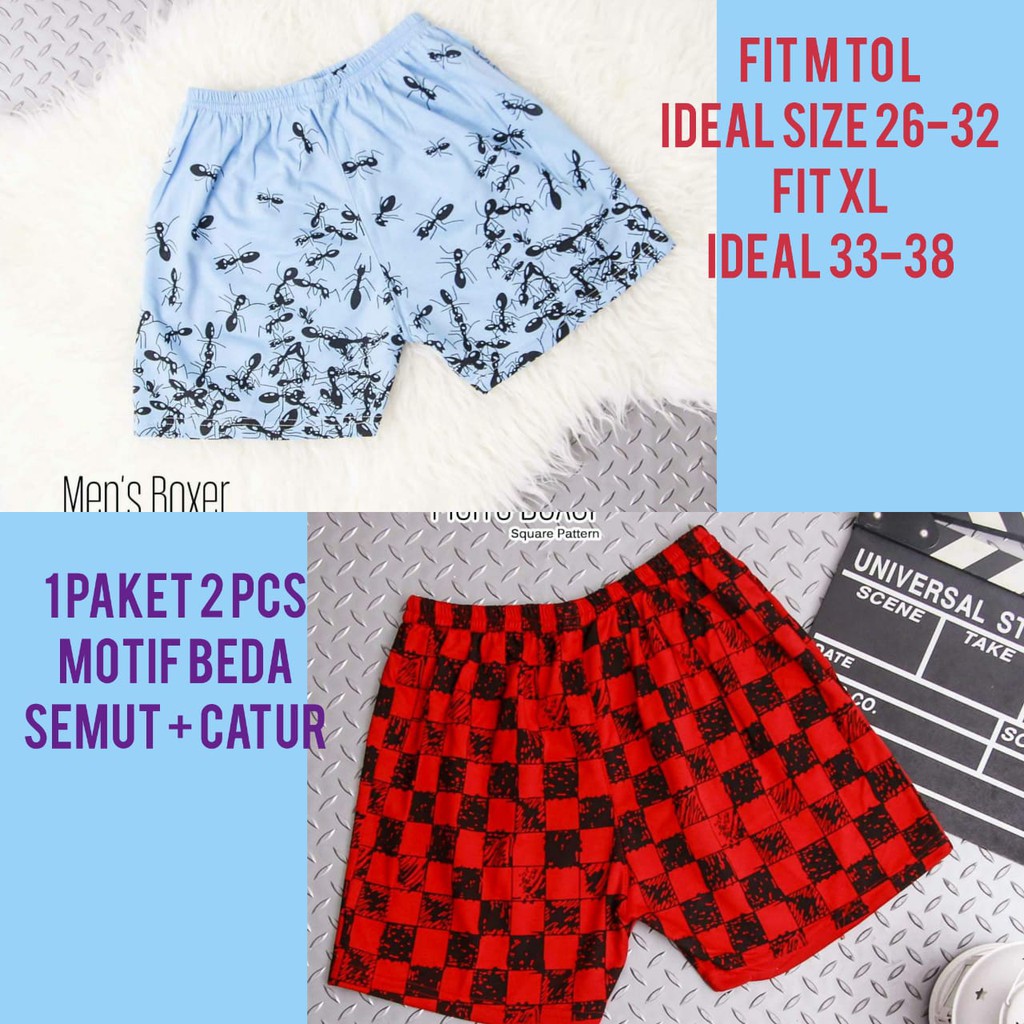 1 PAKET DAPAT 2 PCS / BISA COD / MUKZHOP - CELANA BOXER / celanasantai / celanapendek / boxer