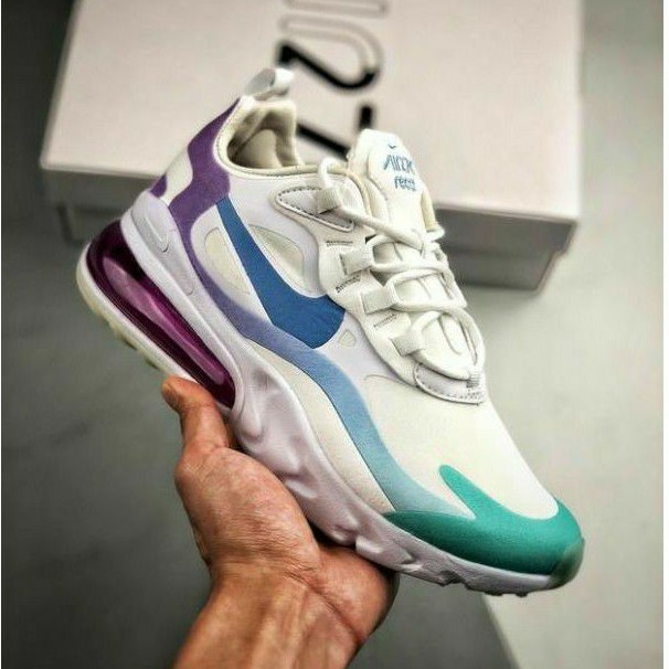 nike air max 270 react white light blue aurora green