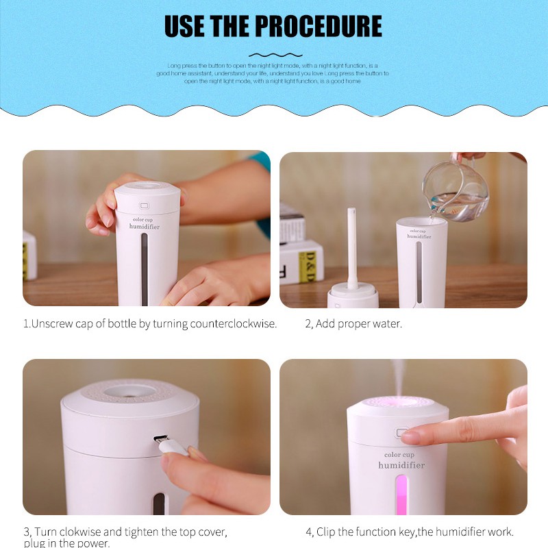 Humidifier Ultrasonic Air Aromatherapy 230ml Gray