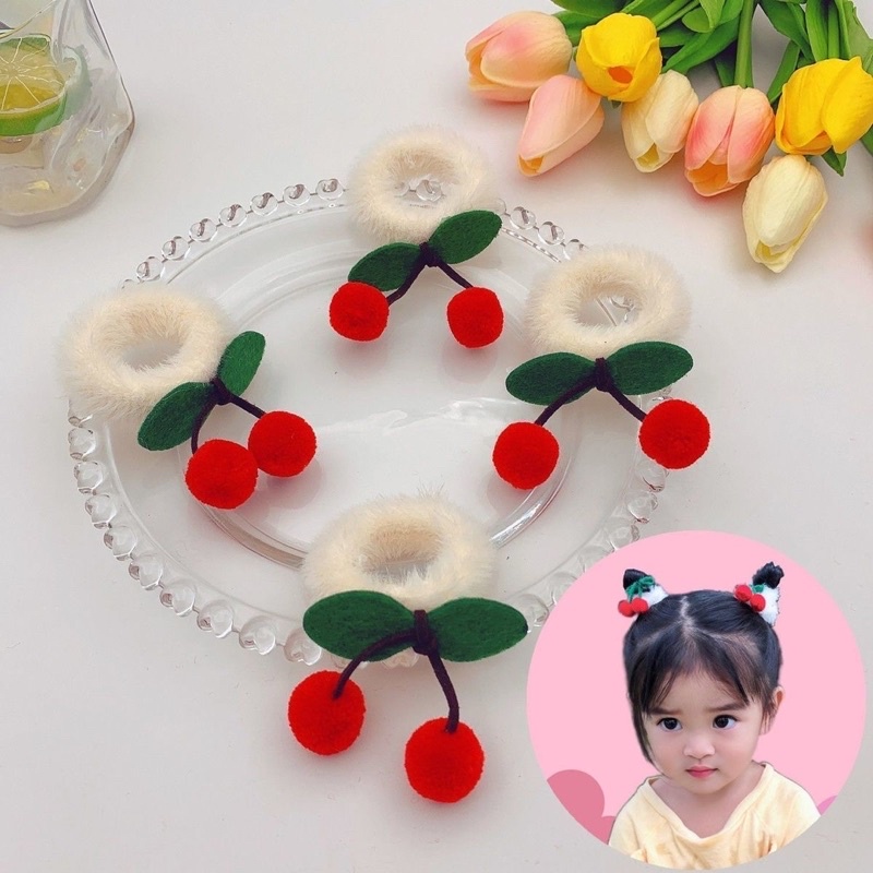 Ikat Rambut Bulu cherry / buah Cheri Korea