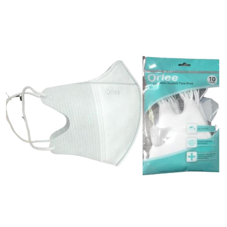 Masker DUCKBILL KEMENKES isi 10 Masker Earloop Masker 3 Ply Tali Kuping ORLEE Masker Duckbill 3D