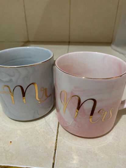 Gelas Marble Couple Keramik Mug Mr & Mrs Couple Glass Set / Couple Mug Set / Gelas Mug Pasangan