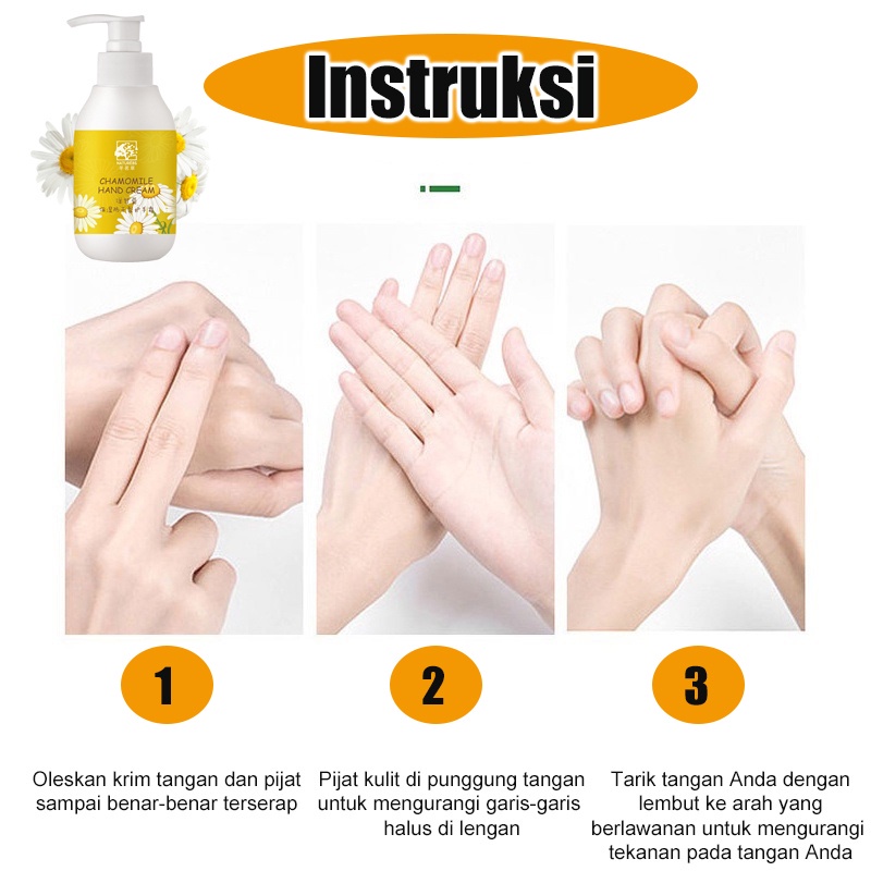 Chamomile Hand Cream Krim Tangan 200g Wewangian bunga alami Moisturizing Anti-kering pecah-pecah Anti Kering Memutihkan Kulit Krim Tangan Untuk Menghilangkan