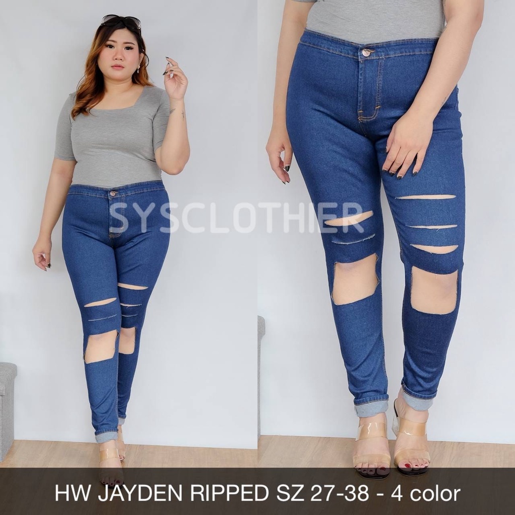 CELANA JEANS WANITA HW JAYDEN RIPPED SERIES READY 4WARNA