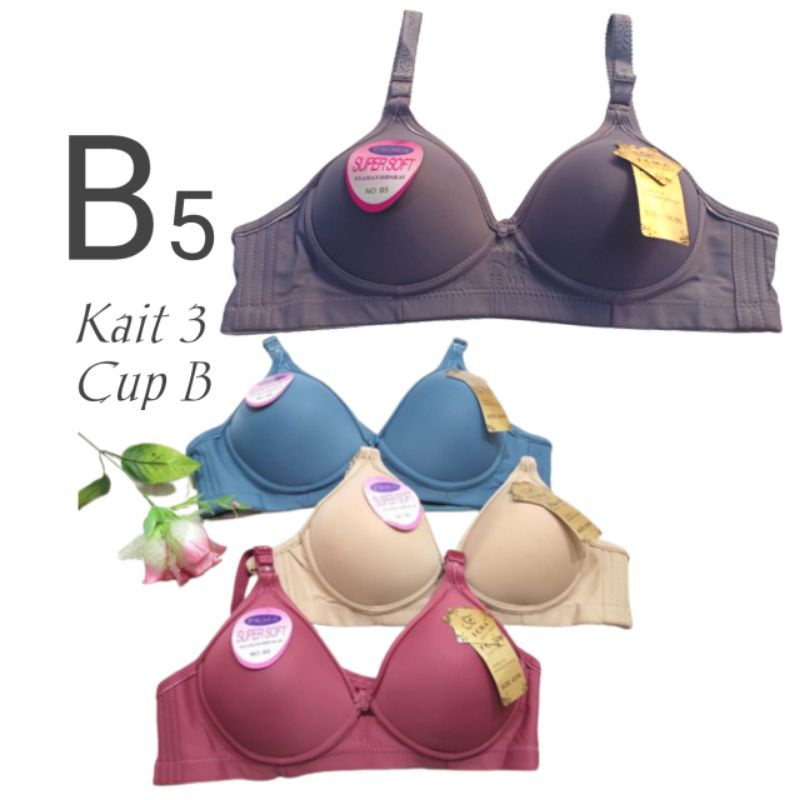 Bh Bra Polos Fema B5 Cup B Kait 3 Super Soft nyaman di pakai menyerap keringat di jamin awet