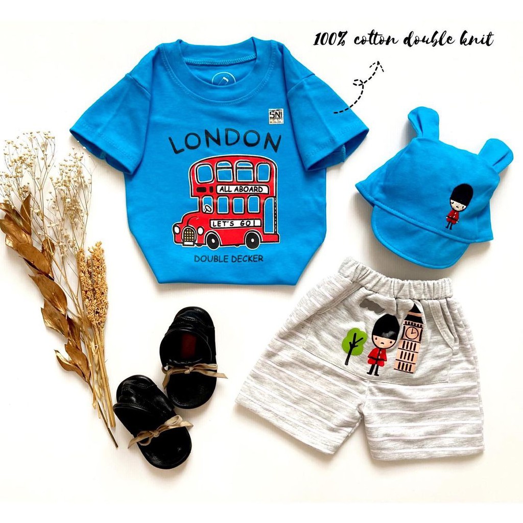 SURPRISED Baju Setelan Kaos Celana Pergi Jalan Lucu Fashion Anak Bayi Cowok Laki Murah Terlaris Lucu  / HI LONDON / LIL EXPLORER / DOUBLE DEKKER / WHALEY CUTE dance monkey leonardo happy koala bruno cubby