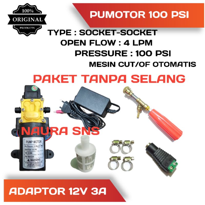 ALAT CUCI STEAM CUCI MOTOR CUCI MOBIL DAN AC/MESIN POMPA AIR DC 12VOLT PAKET SET TANPA SELANG