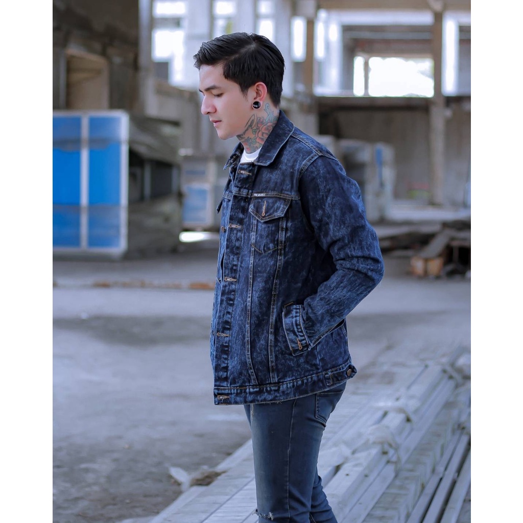 Promo Terkini Jaket Jeans Sandwash  Pria  Style Korea Jaket Jeans Denim Kekinian big size ukuran jumbo l xl xxl