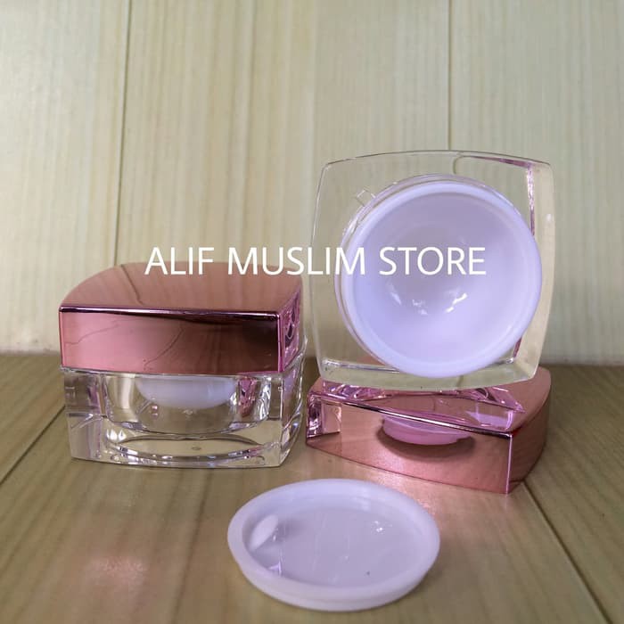 POT CREAM ACRYLIC KOTAK 10 GRAM CJK PINK ROSE GOLD