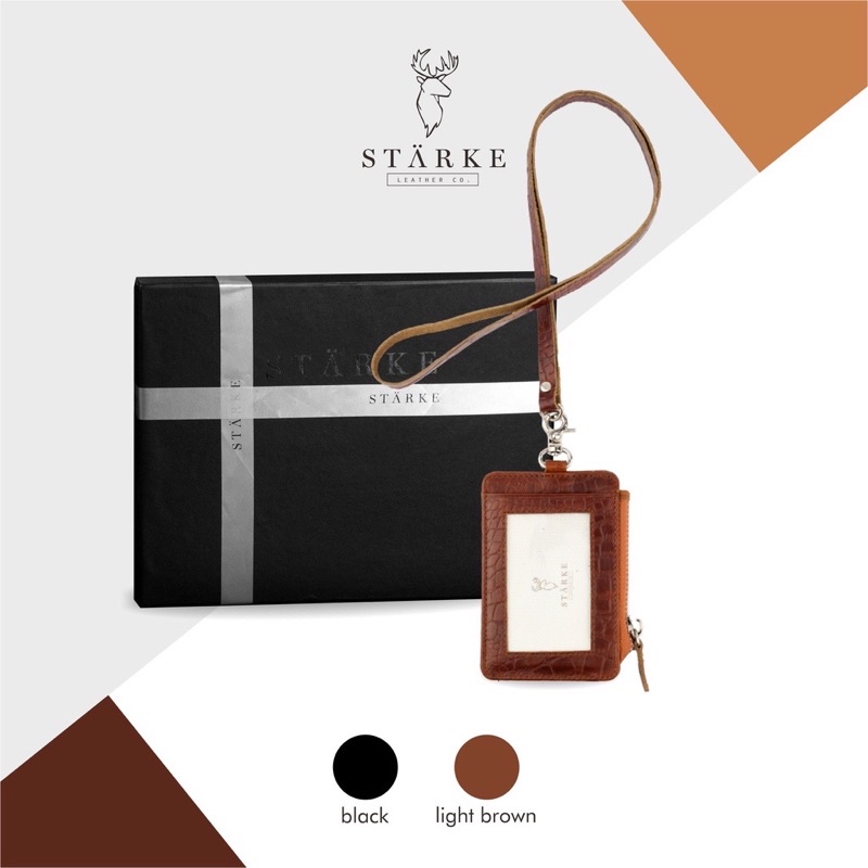 

Starke Leather ID Card Holder Lanyard Kulit Sapi Asli Texture Croco Hustle Hog II