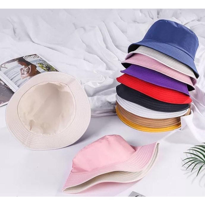 fasion wanita / topi bucket wanita / bucket WIDE bolak balik warna - COD