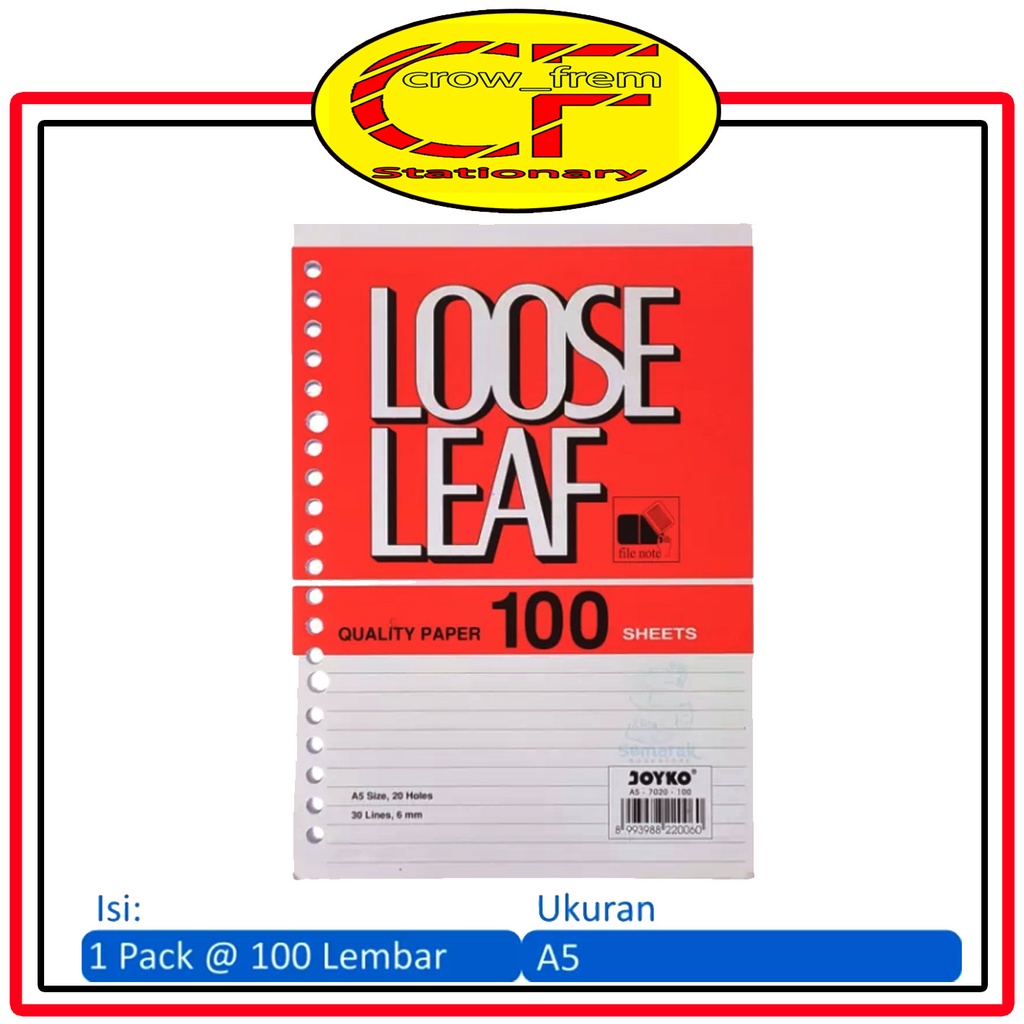 

LOOSE LEAF A5 B5 GRID GARIS 50 DAN 100 SHEETS ISI BINDER REFILL