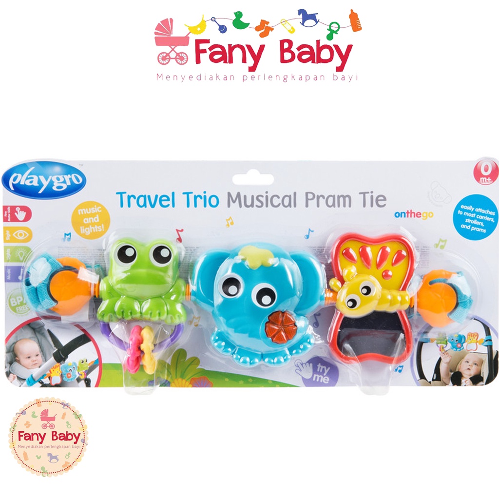 PLAYGRO TRAVEL TRIO MUSICAL PRAM TIE