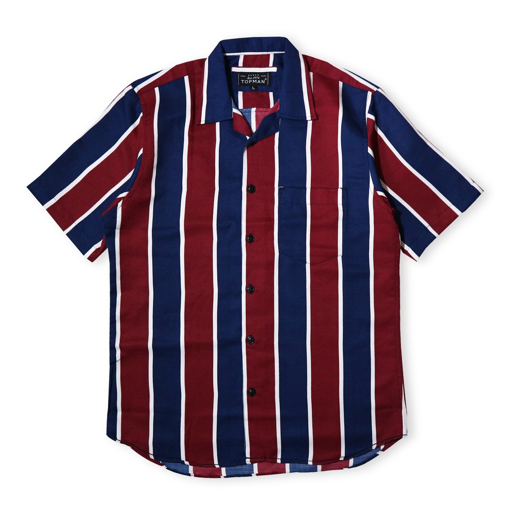 Kemeja Stripe Topman Original Lengan Pendek