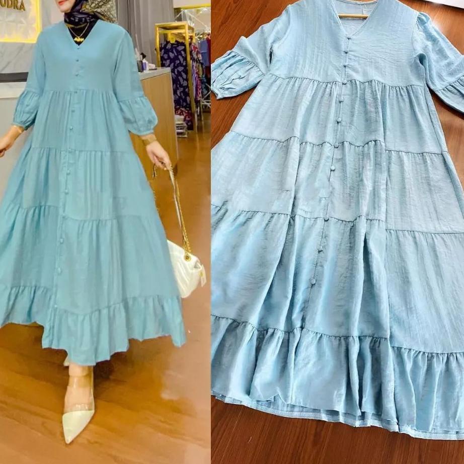 Best Product Gamis Midi Dress Premium Baju Dress Wanita Muslim Long Dress Jumbo XL, XXL, XXXL Dress 