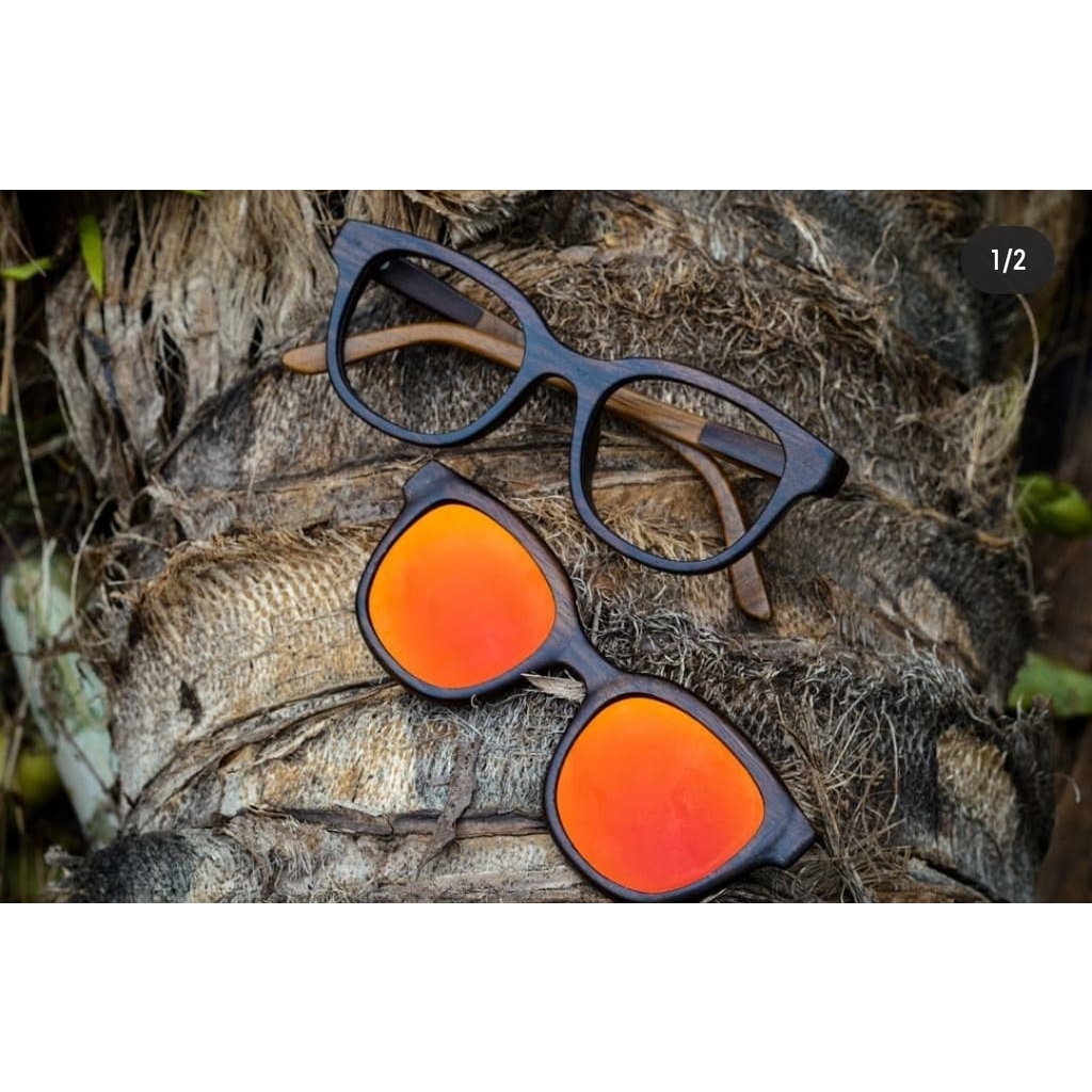 Kacamata kayu clip on frame kacamata kayu anti radiasi pria wanita fashion