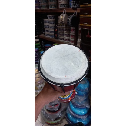 GENDANG JIMBE_DJIMBE PERKUSI_JIMBE UKIR_JIMBE LUKIS_TIFA_JIMBE UKURAN 25CM