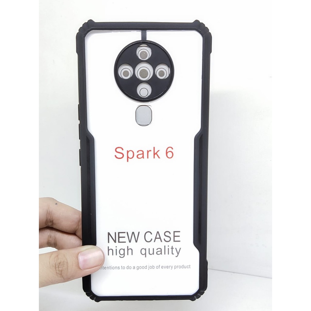 Anti Shocking Tecno Spark 6 6.8 Inch Hardcase List Hitam Acrylic Case