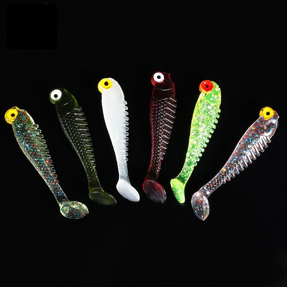 SYFishing 10pcs/Lot Soft Lures Umpan Pancing Silicone Bait Sea Fishing 5.5cm/1.3g Swimbait Silicone Fish Surface Ikan Artificial Lure Spinner bait