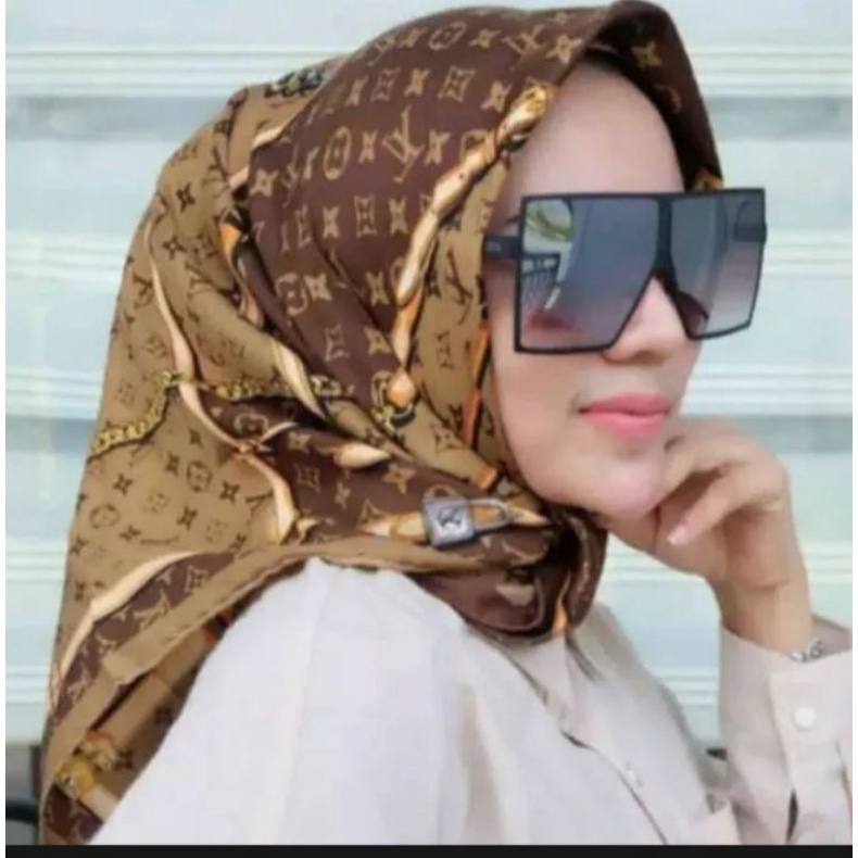 Hijab segi empat LOUIS  VUITTON /COKLAT SUPER PREMIUM/JILBAB/krudung