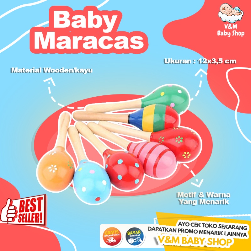 VnM085 | Baby MARACAS/ Mainan Bayi / Kerincingan bayi / Rattle/ Marakas Kayu