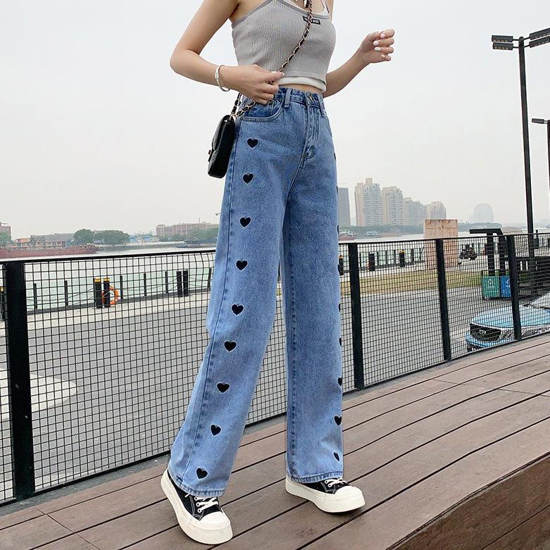 [Art. 0759] Celana Panjang HW Kulot Jeans Love Boyfriend Jeans Korea Jeans Celana Jeans Impor-Srikah