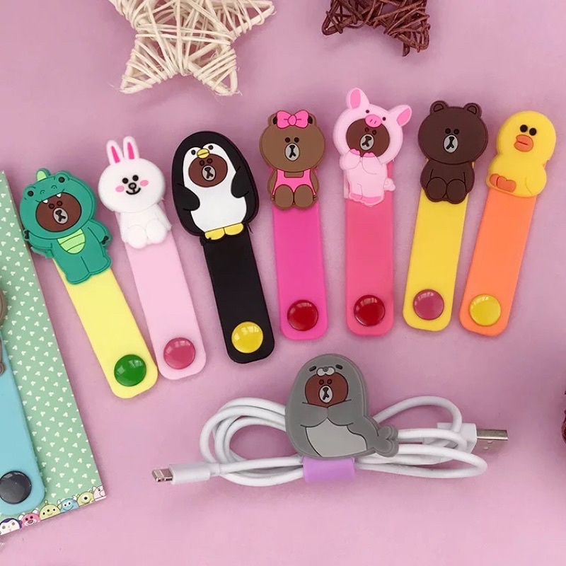 Cute Cartoon USB Cable Bobbin Winder Data Protector Earphone Wire Cord Organizer Holder Management Wrap Clips Winder Ready Stock