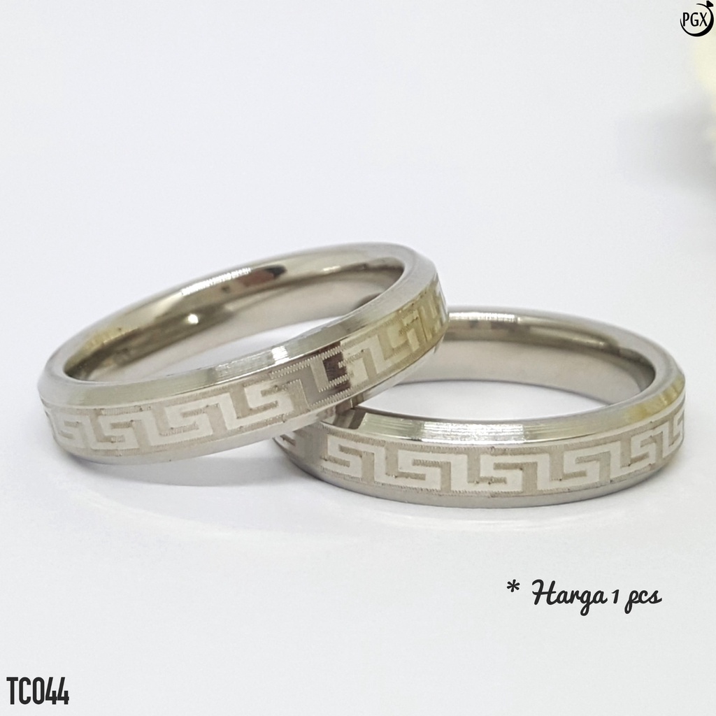 PGX Cincin Titanium Couple Silver Tunangan Aksesoris Fashion Perhiasan Anti Karat - TC044