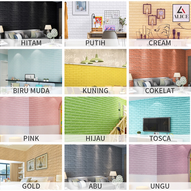 1 Wallpaper Dinding Wallpaper 3D Walpaper Foam Motif Batu Bata Good Quality Pabrik 70x77CM Ketebalan Sebenarnya 6MM-5