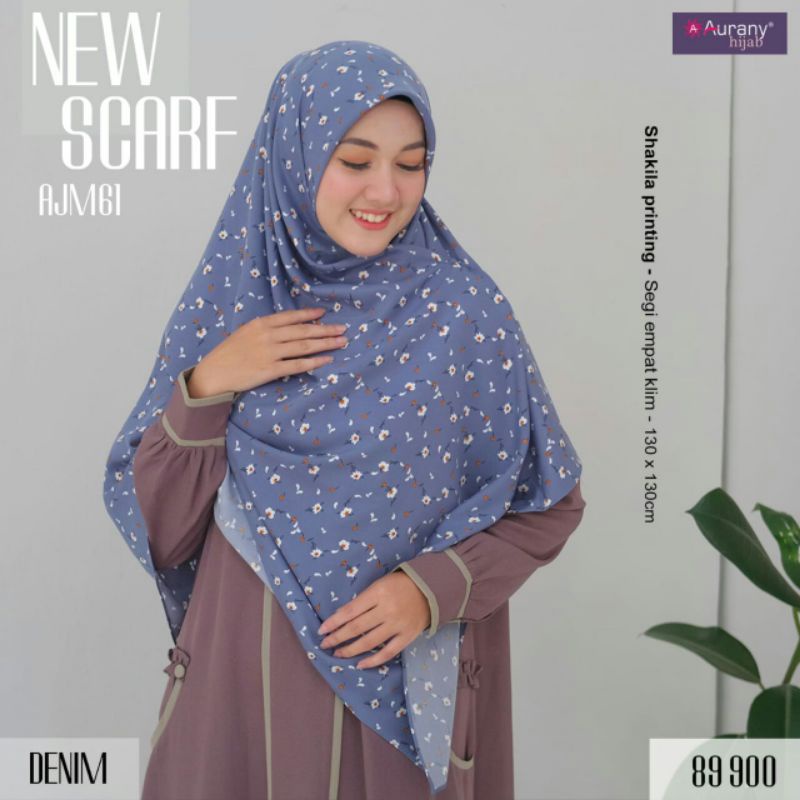 HIJAB SEGIEMPAT SYARI MOTIF AJM  || 130 X 130 || AURANY