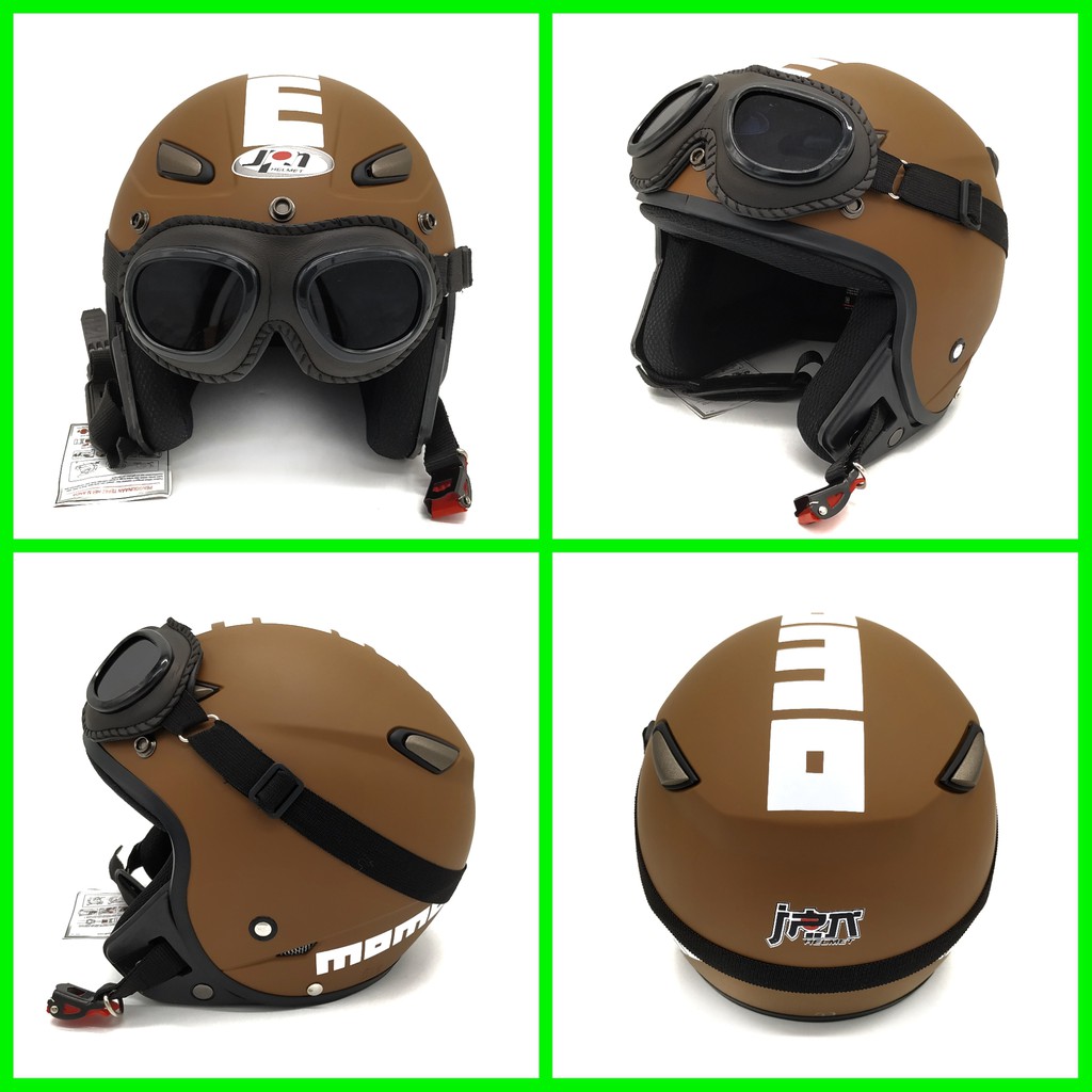 Helm JPN MOMO Retro + Goggle One (Bogo / Vespa / Classic / Klasik)