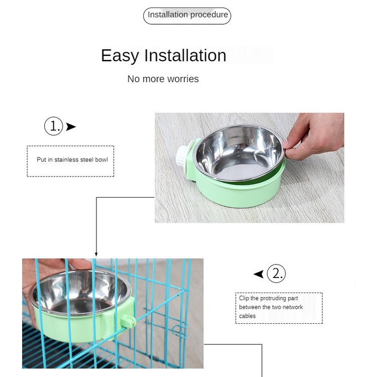 Pet Bowl Stainless Steel Dog Cat Feeder Cage Hanging Mangkuk Tempat Makan Minum Kucing Anjing