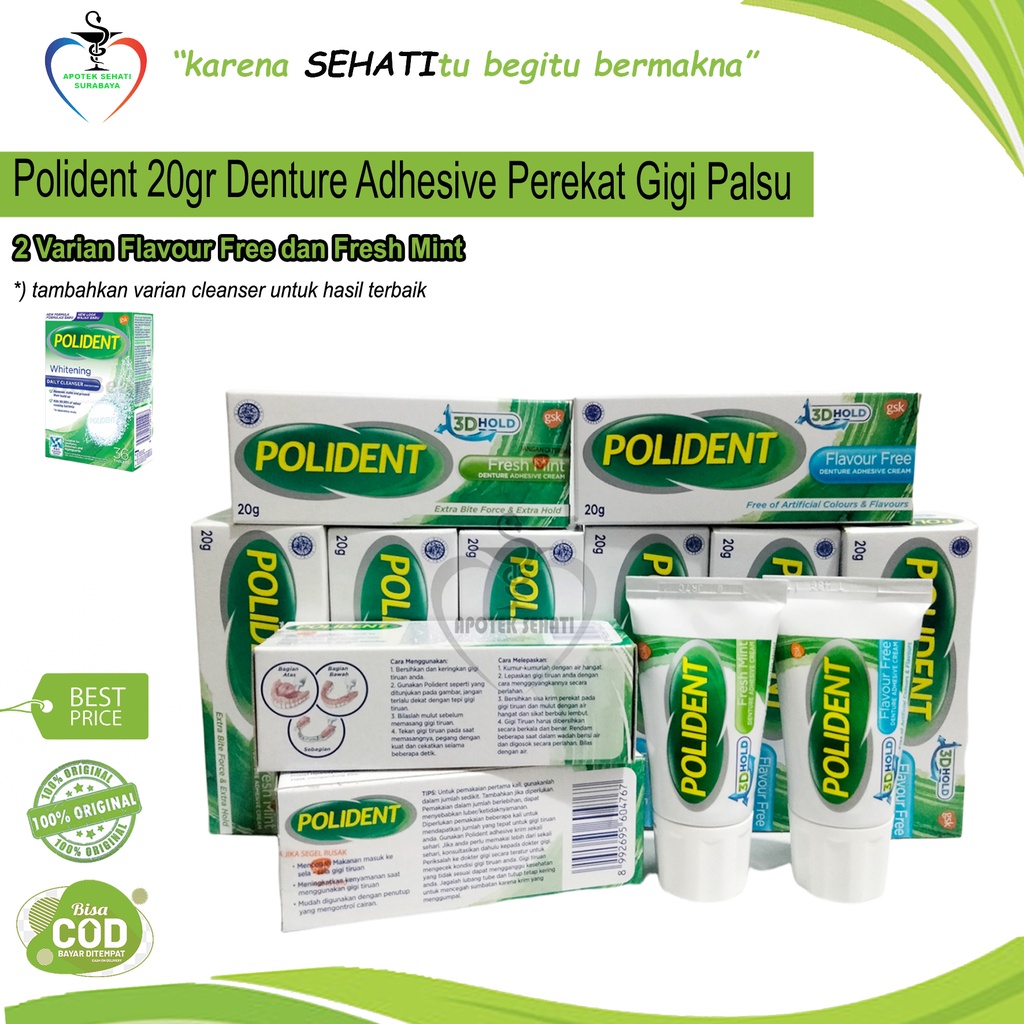 POLYDENT POLIDENT 20GR LEM GIGI PALSU PEREKAT GIGI TIRUAN