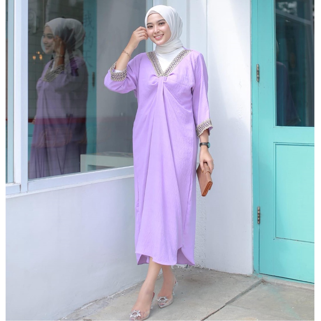 Gamis Muslimah Kaftan Bahan Crinkle Airflow Premium