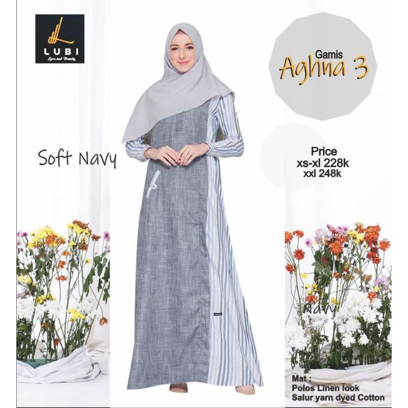 Lubi Gamis Aghna 3 - Soft Navy XS.XL
