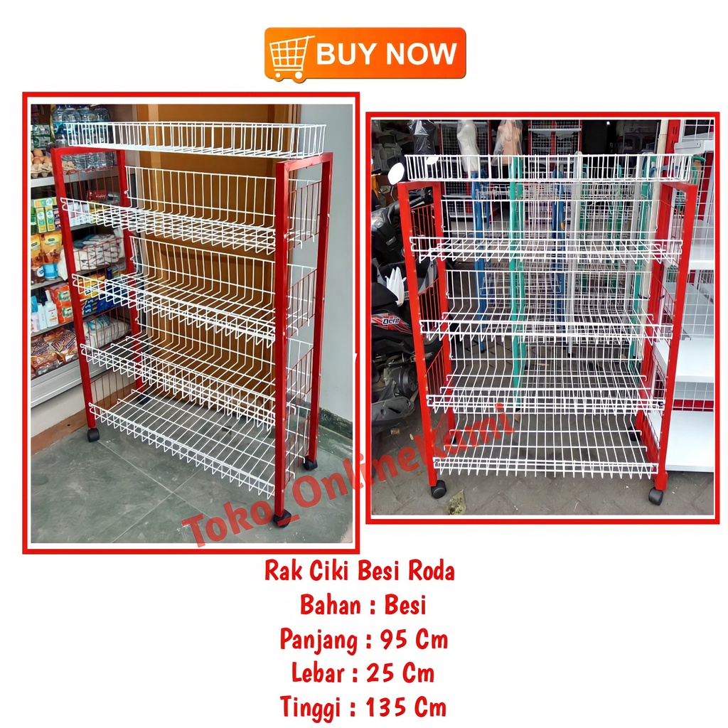 Rak Ciki Besi/ Rak Serbaguna Mini Market / Rak Display Roda Susun 5 Tebal / Rak Besi / Rak Susun 5 Besi