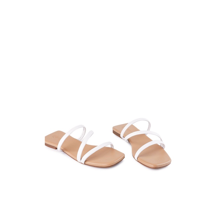 SANDAL FLAT WANITA HUSH PUPPIES  ORIGINAL CASUAL BRANDED WHITE HW12