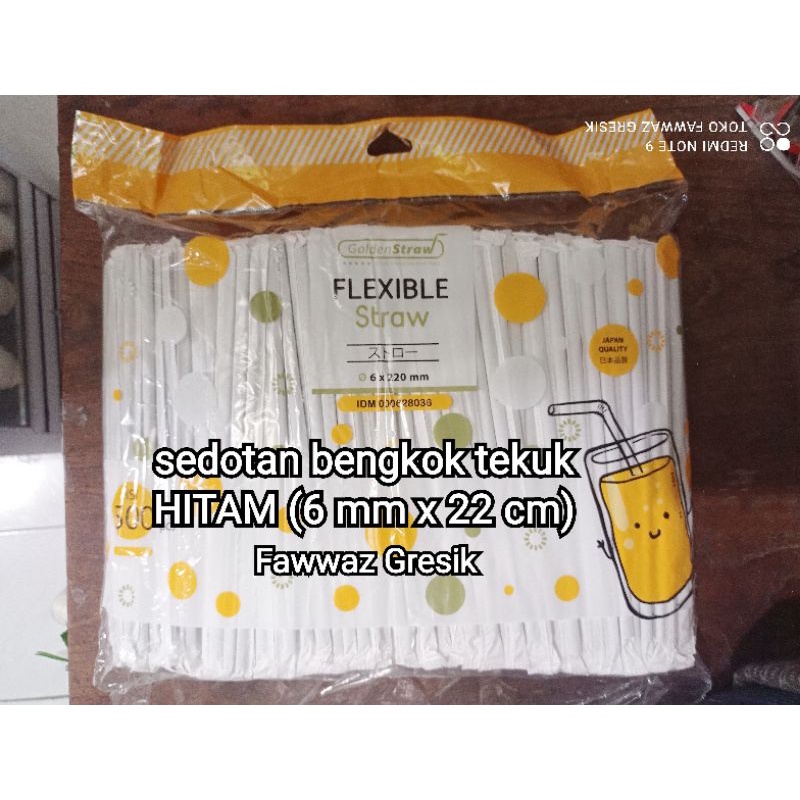 Sedotan Steril 500pcs Hitam Flexibel 6mm Higienis Bungkus Kertas Bengkok Tekuk