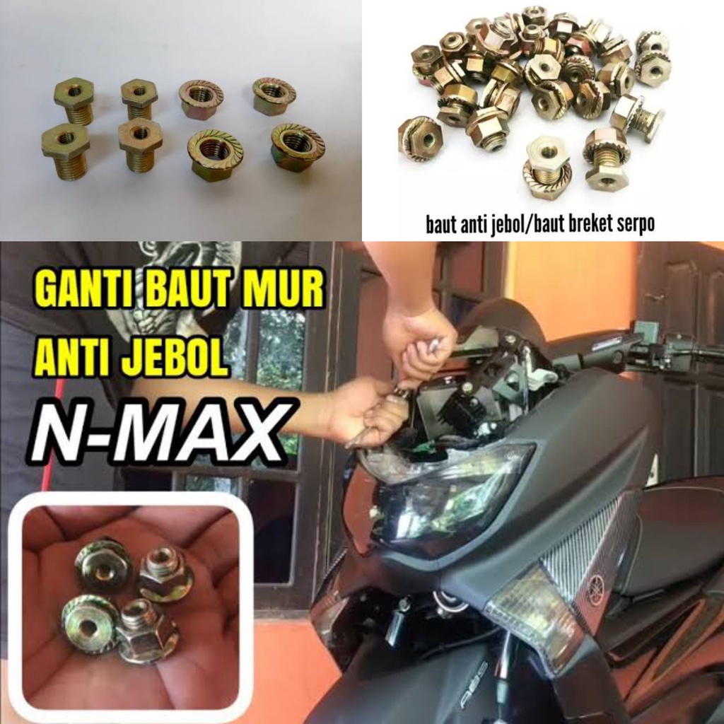 MUR BAUT ANTI JEBOL 1 SET ISI 4 PCS UNTUK VISOR ATAU WIND SHIELD NMAX DLL