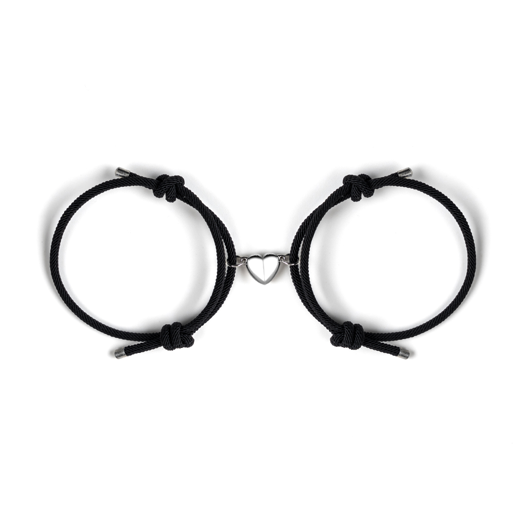 2Pcs Set Gelang Tali Magnet Pria Wanita Teman Pasangan Gadis Hitam Couple