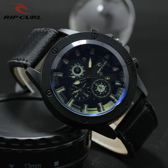 JAM TANGAN PRIA RIPCURL TANGGAL KULIT BLACK