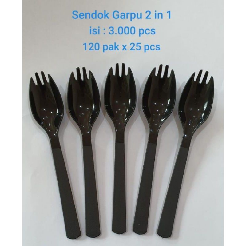 Sendok Garpu 2 in 1/ Sendok Garpu Plastik 2 in 1 (1pack isi 25pcs) Murah